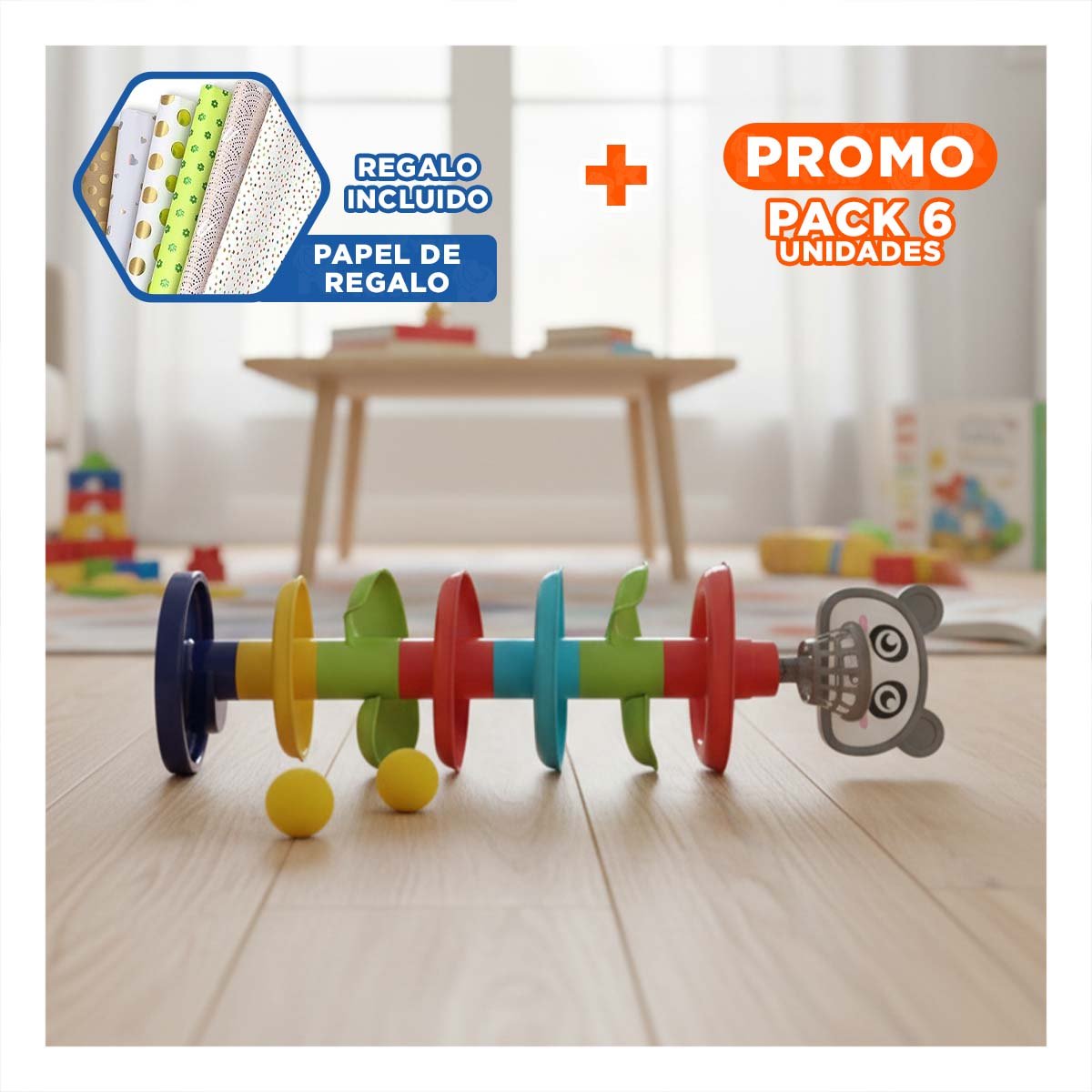 PACK6 DESLIZADERO PARA NINOS DIVERTIDO DE 4 NIVELES CON 2 PELOTAS OSO YPAPEL REGALO - 1