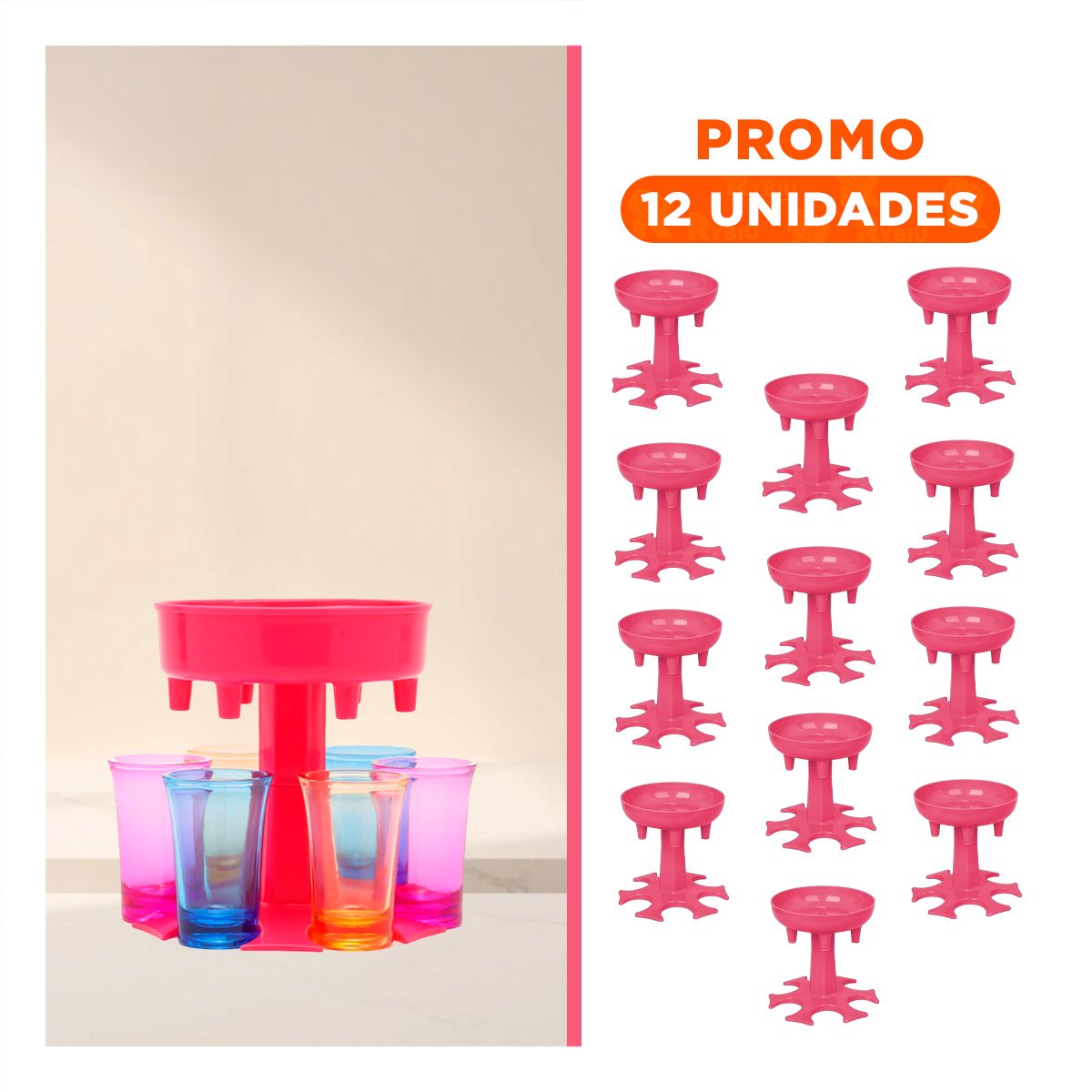 PACK12 ESTRUCTURA DE COPAS SHOT ROSADAS PARA USO SOCIAL EN CASA YREGALO STICKER - 1