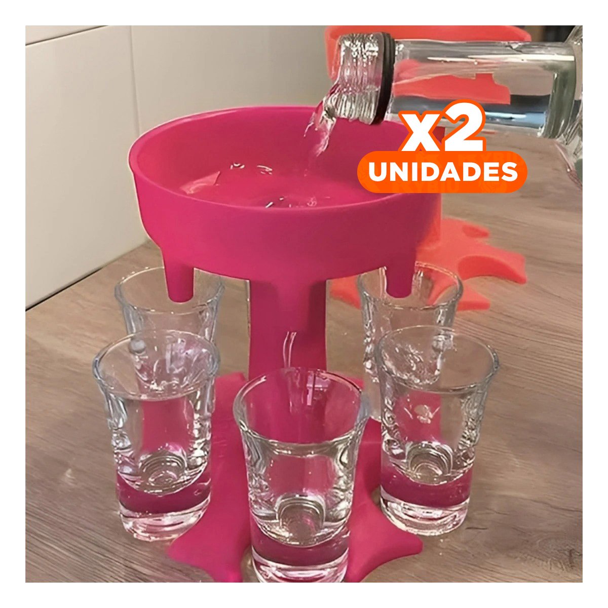 PACK2 SISTEMA DE SERVICIO DE COPAS SHOT ROSADAS PARA REUNIONES YREGALO STICKER - 1