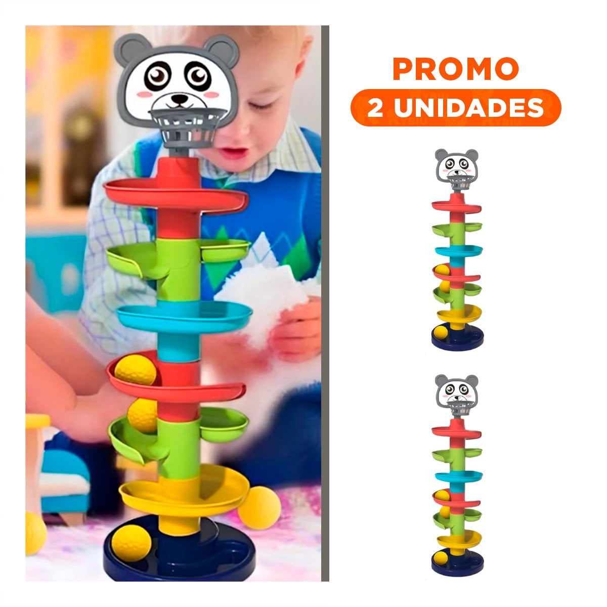 PACK2 TOBOGAN PARA NINOS DIVERTIDO DE 4 NIVELES CON 2 PELOTAS OSO - 1