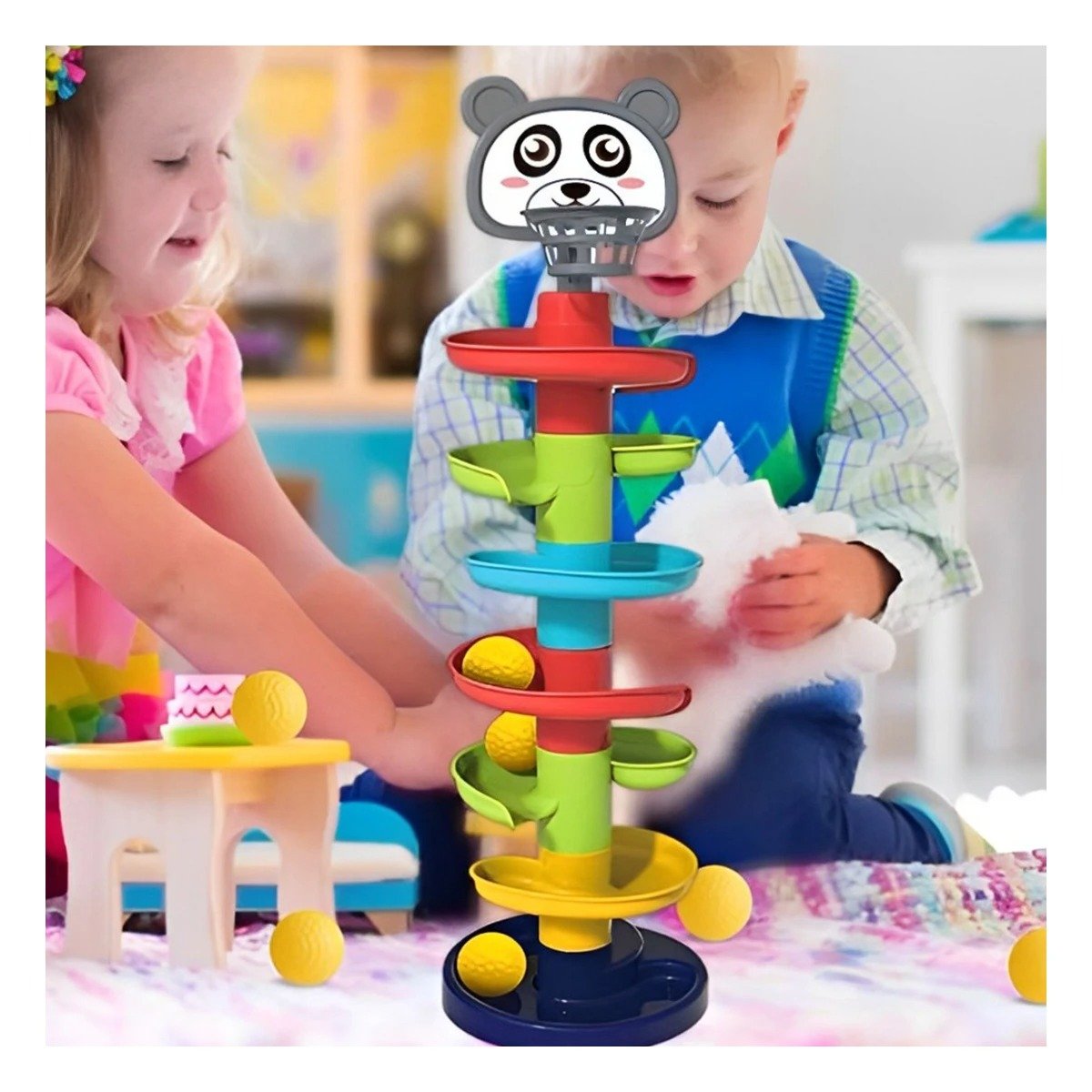 PACK2 TOBOGAN PARA NINOS DIVERTIDO DE 4 NIVELES CON 2 PELOTAS OSO - 3