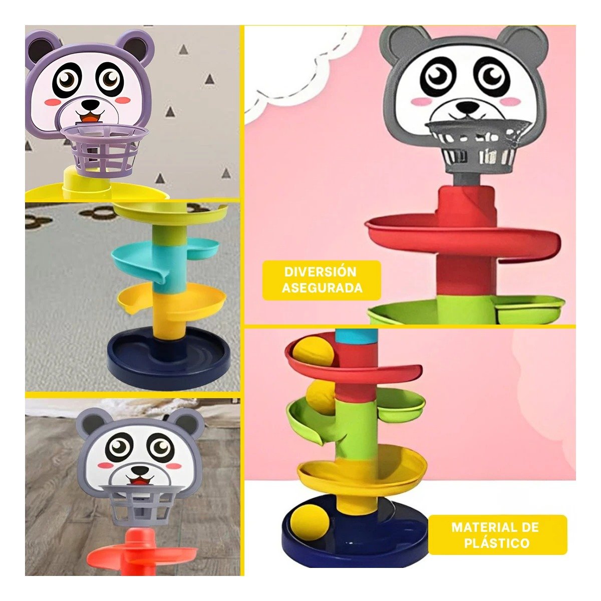 PACK12 JUEGO RESBALADILLA DIVERTIDO DE 4 NIVELES CON 2 PELOTAS OSO YPAPEL REGALO - 2