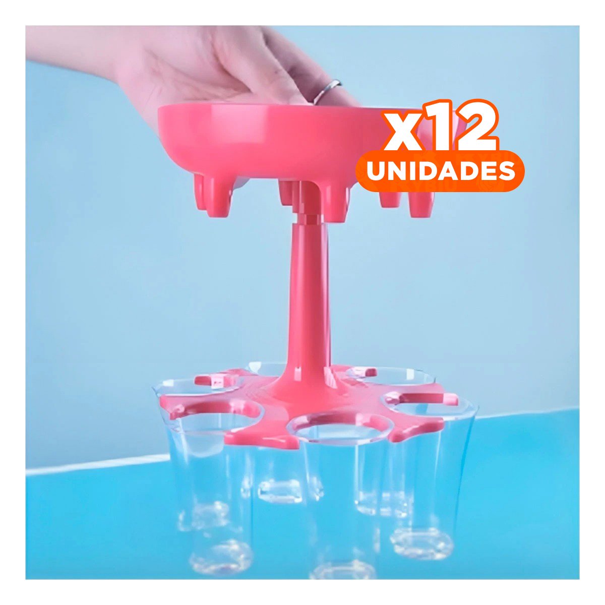 PACK12 ESTACION DE BEBIDAS CON COPAS SHOT ROSADAS PARA REUNIONES - 1