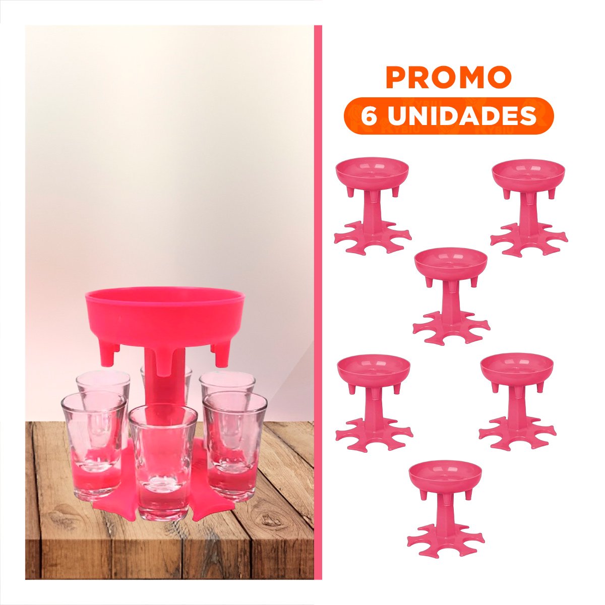 PACK6 SOPORTE DE SERVICIO DE COPAS SHOT ROSADAS PARA MOMENTOS SOCIALES - 1