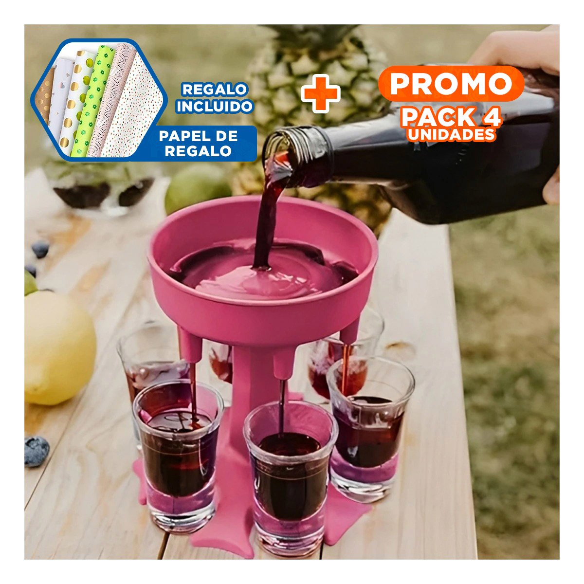 PACK4 MODULO DE SERVICIO DE COPAS SHOT ROSADAS PARA ACTIVIDADES EN CASA YPAPEL REGALO - 1