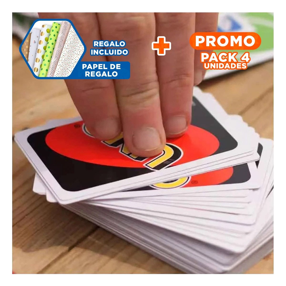 PACK4 TARJETAS UNO JUEGO CLASICO PARA COMPARTIR EN FAMILIA YPAPEL REGALO - 1