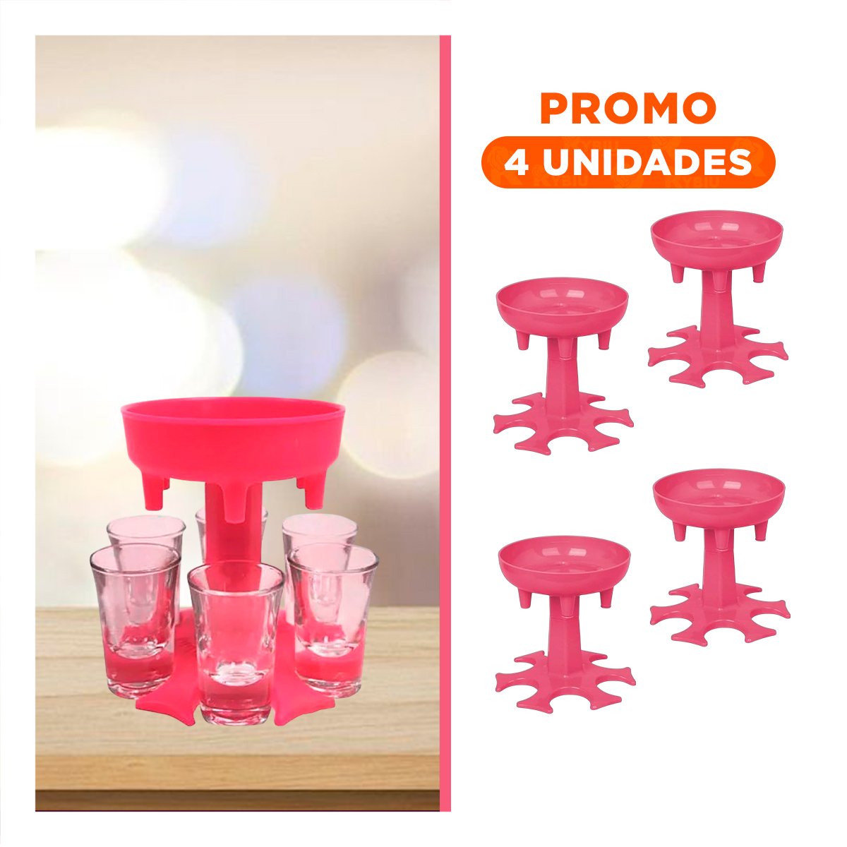 PACK4 PORTA SHOT ROSADOS PARA REUNIONES Y USO SOCIAL YREGALO STICKER - 1