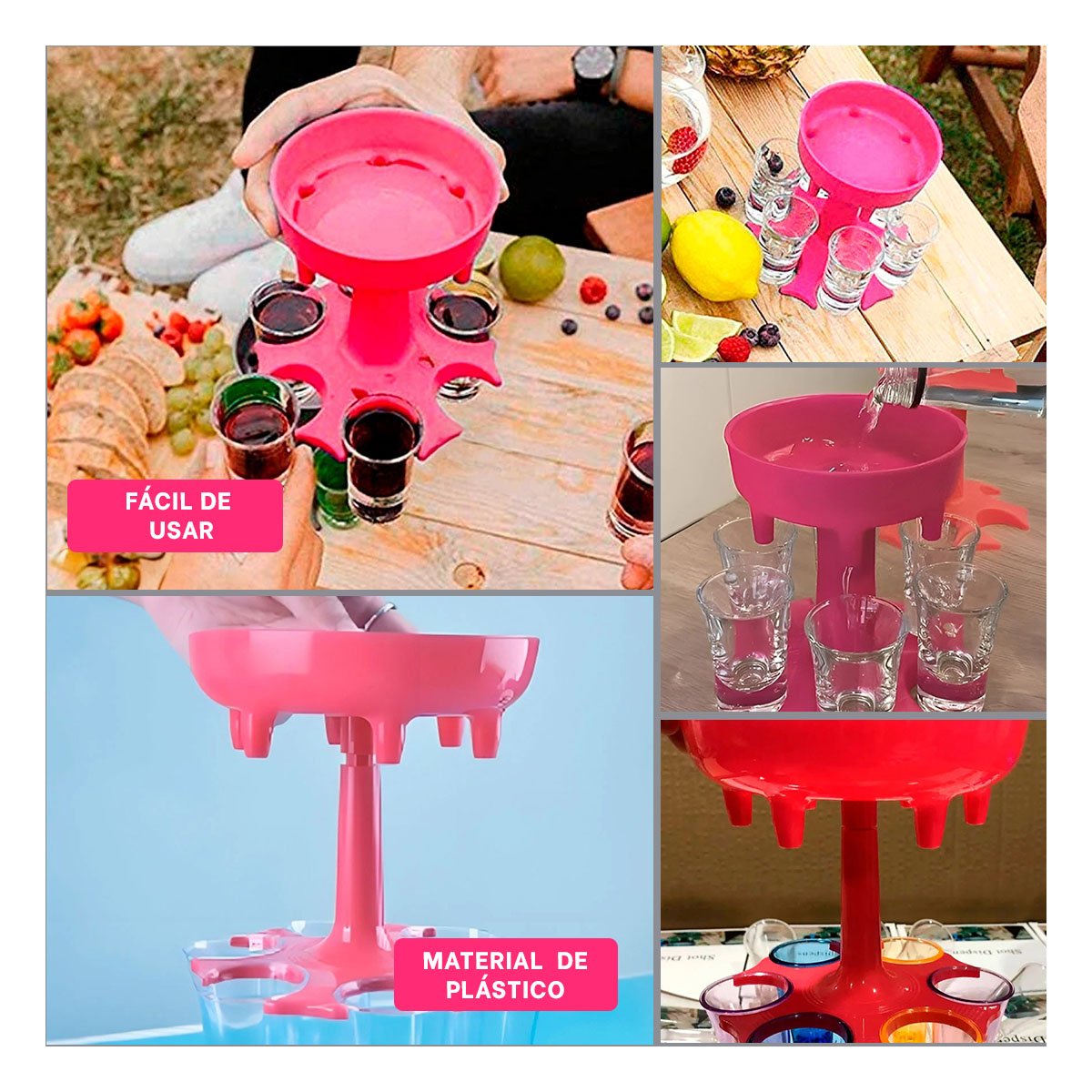 PACK4 PORTA SHOT ROSADOS PARA REUNIONES Y USO SOCIAL YREGALO STICKER - 2