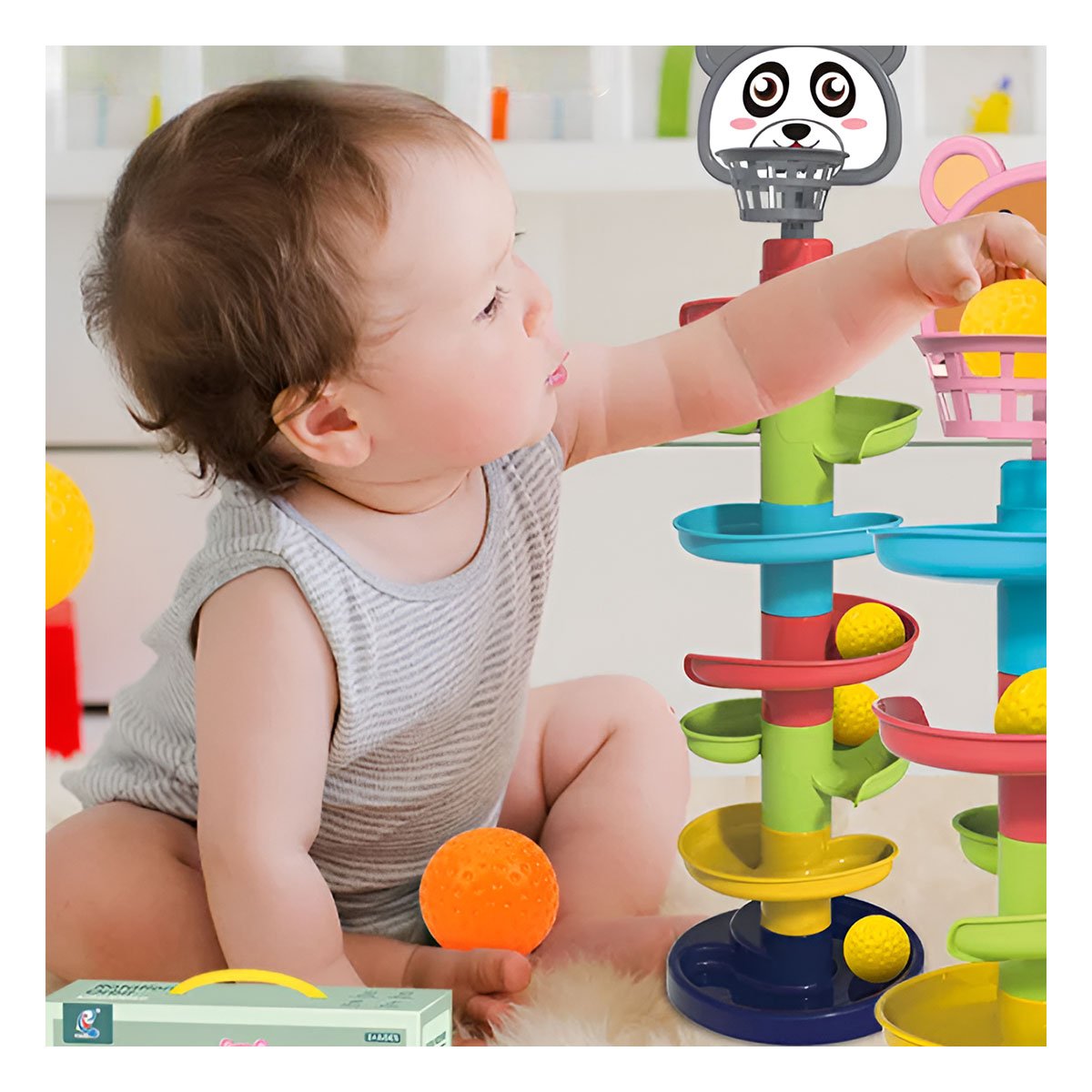 PACK4 RESBALADILLA INFANTIL DIVERTIDA DE 4 NIVELES CON 2 PELOTAS OSO - 5