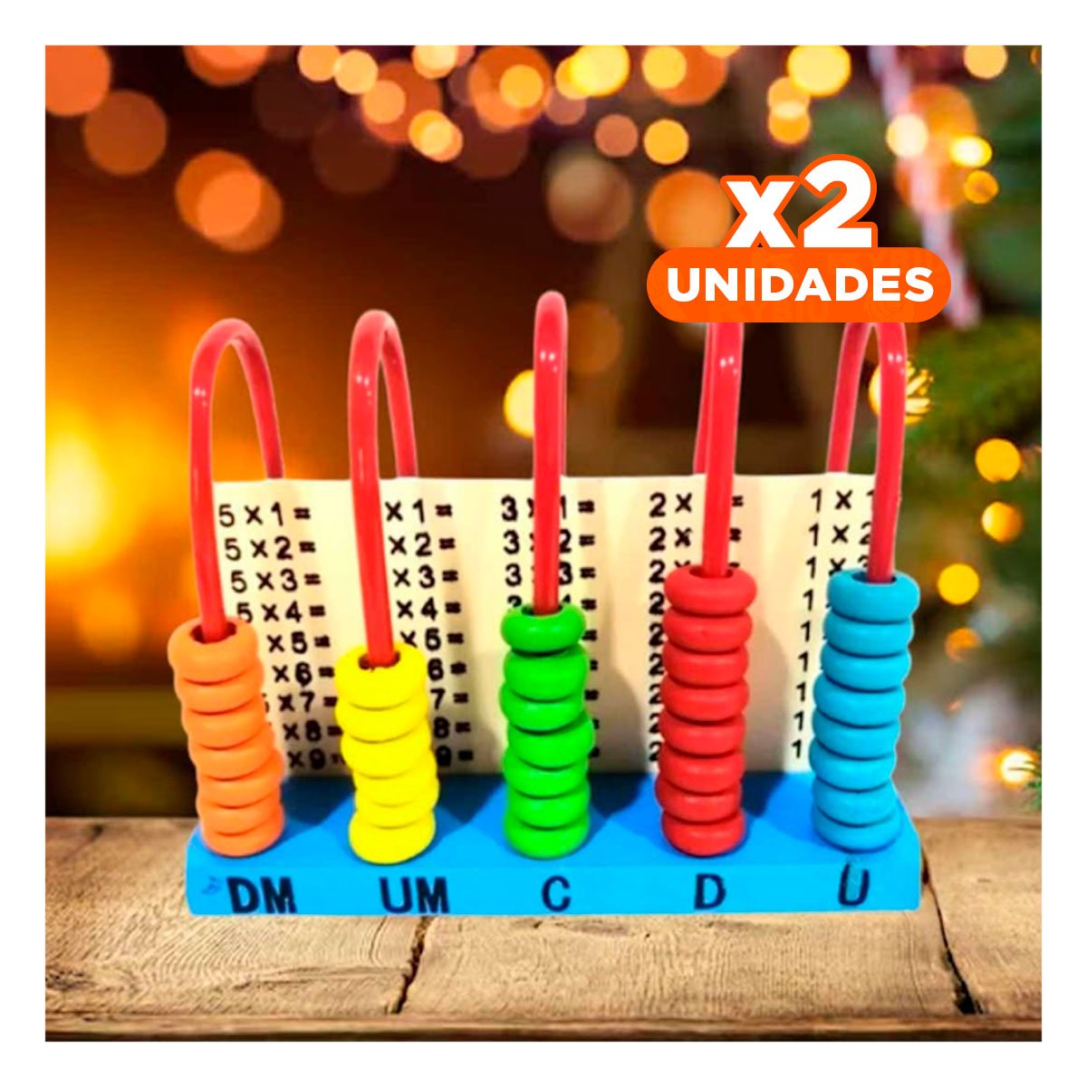 PACK2 ABACO DIDACTICO VERTICAL DE MADERA COLORIDO YREGALO STICKER - 1