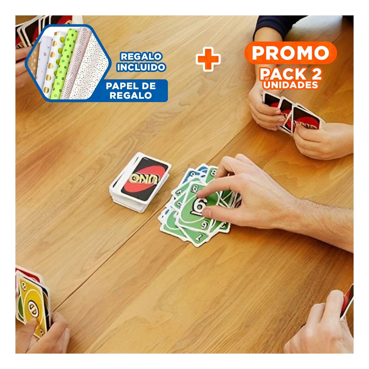 PACK2 MAZO UNO DE CARTAS PARA DIVERSION EN FAMILIA YPAPEL REGALO - 1