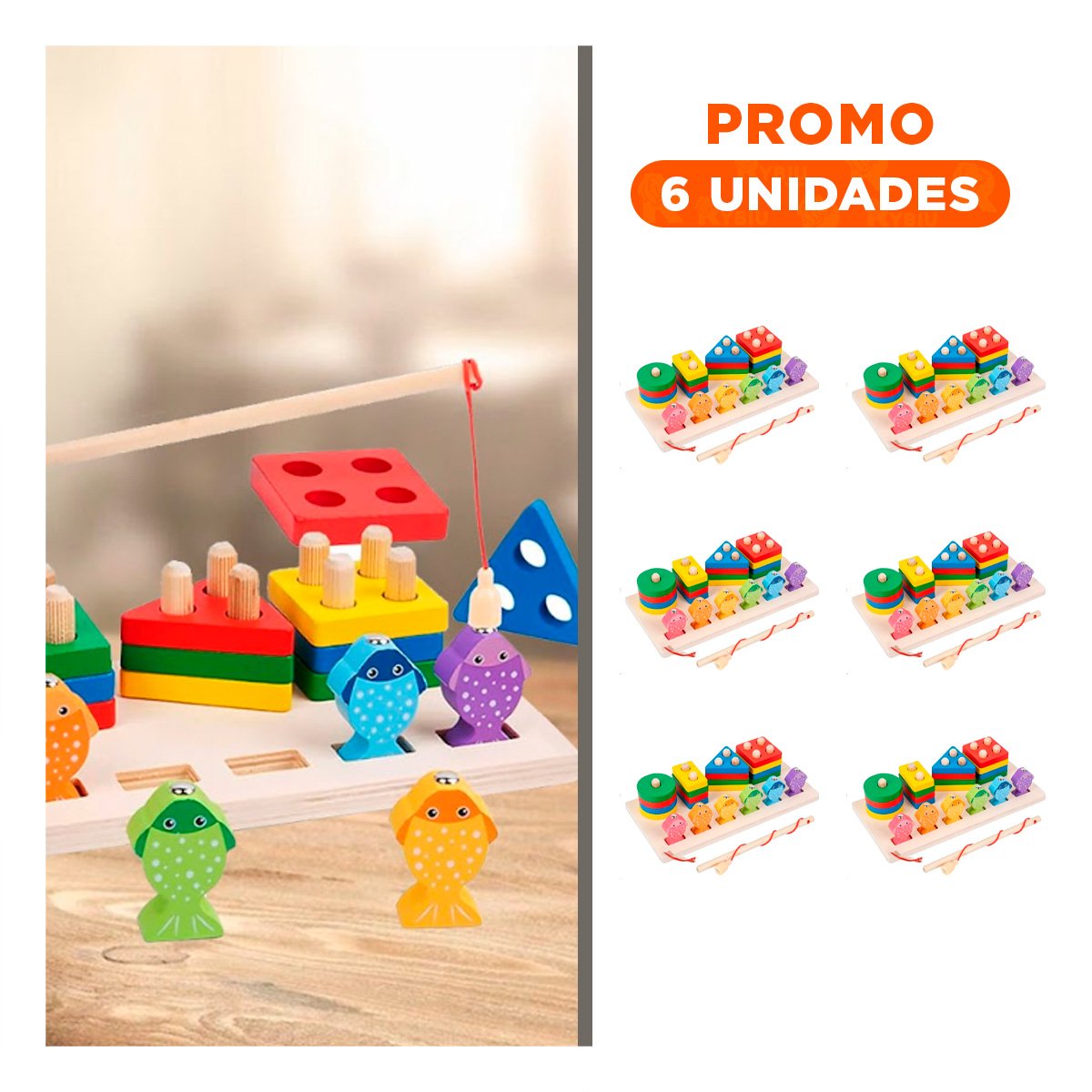 PACK6 ENSAMBLE GEOMETRICO Y PECES DIDACTICO INTERACTIVO - 1