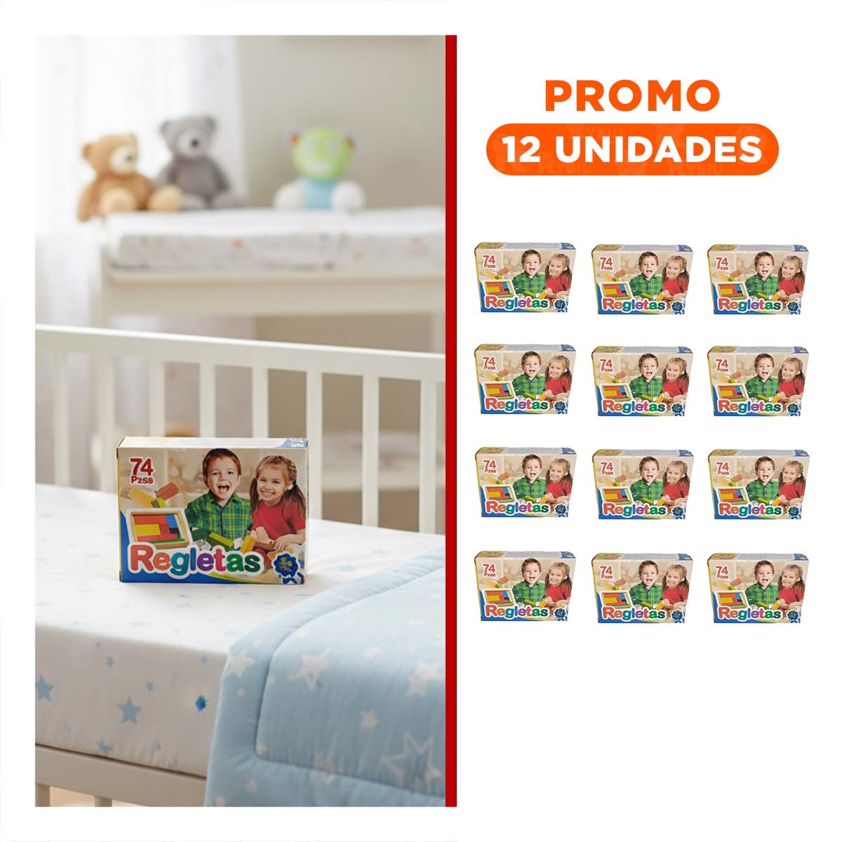 PACK12 REGLETAS MULTICOLOR VARIADAS CON 74 PIEZAS YREGALO STICKER - 1