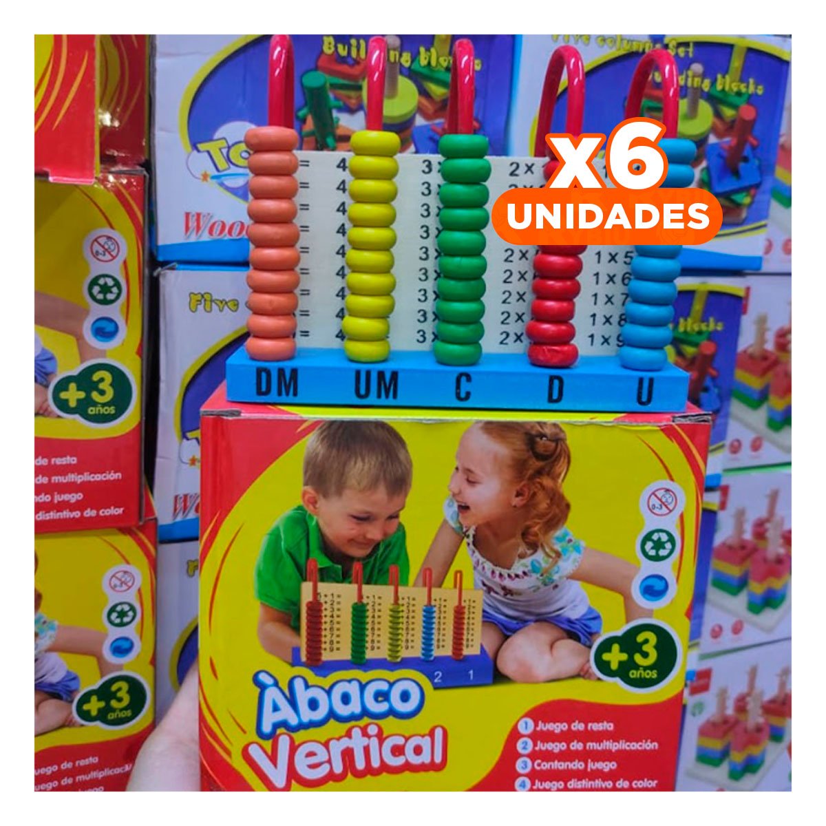 PACK6 SET VERTICAL DE ABACO DE MADERA DIVERTIDO CREATIVO YREGALO STICKER - 1