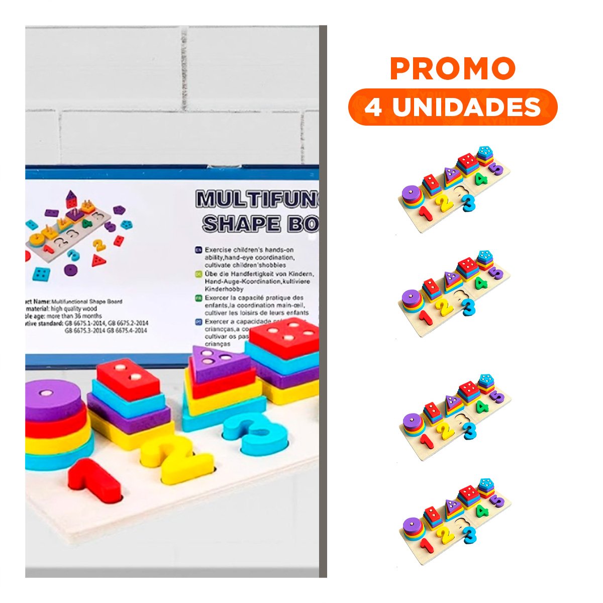 PACK4 MATERIAL INTERACTIVO MULTIFUNCIONAL FIGURAS Y NUMEROS YREGALO STICKER - 1