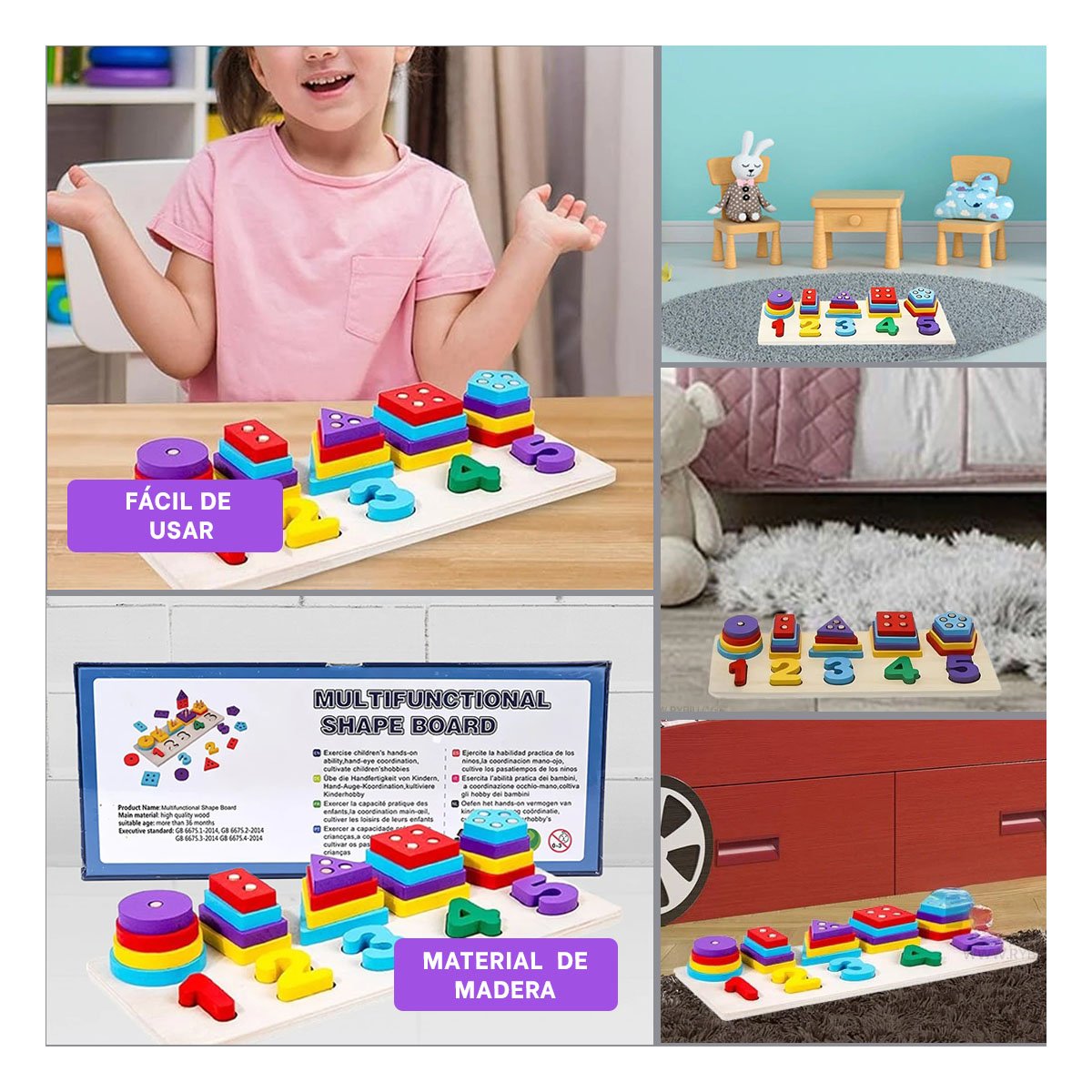 PACK4 MATERIAL INTERACTIVO MULTIFUNCIONAL FIGURAS Y NUMEROS YREGALO STICKER - 2