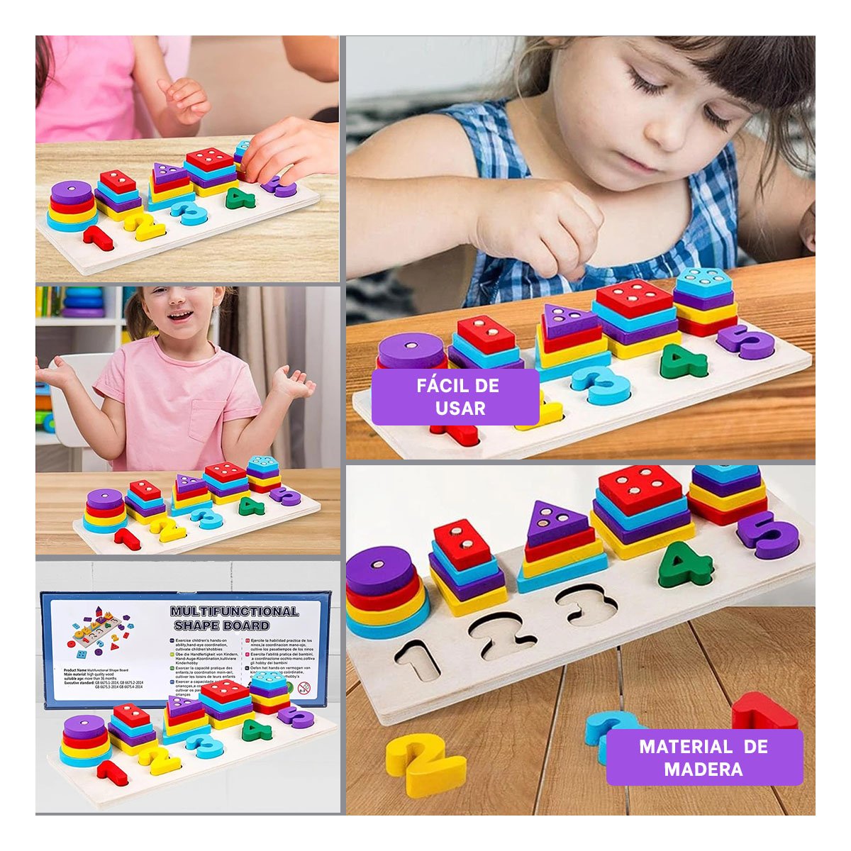 PACK2 JUEGO INTERACTIVO MULTIFUNCIONAL FIGURAS Y NUMEROS YPAPEL REGALO - 3