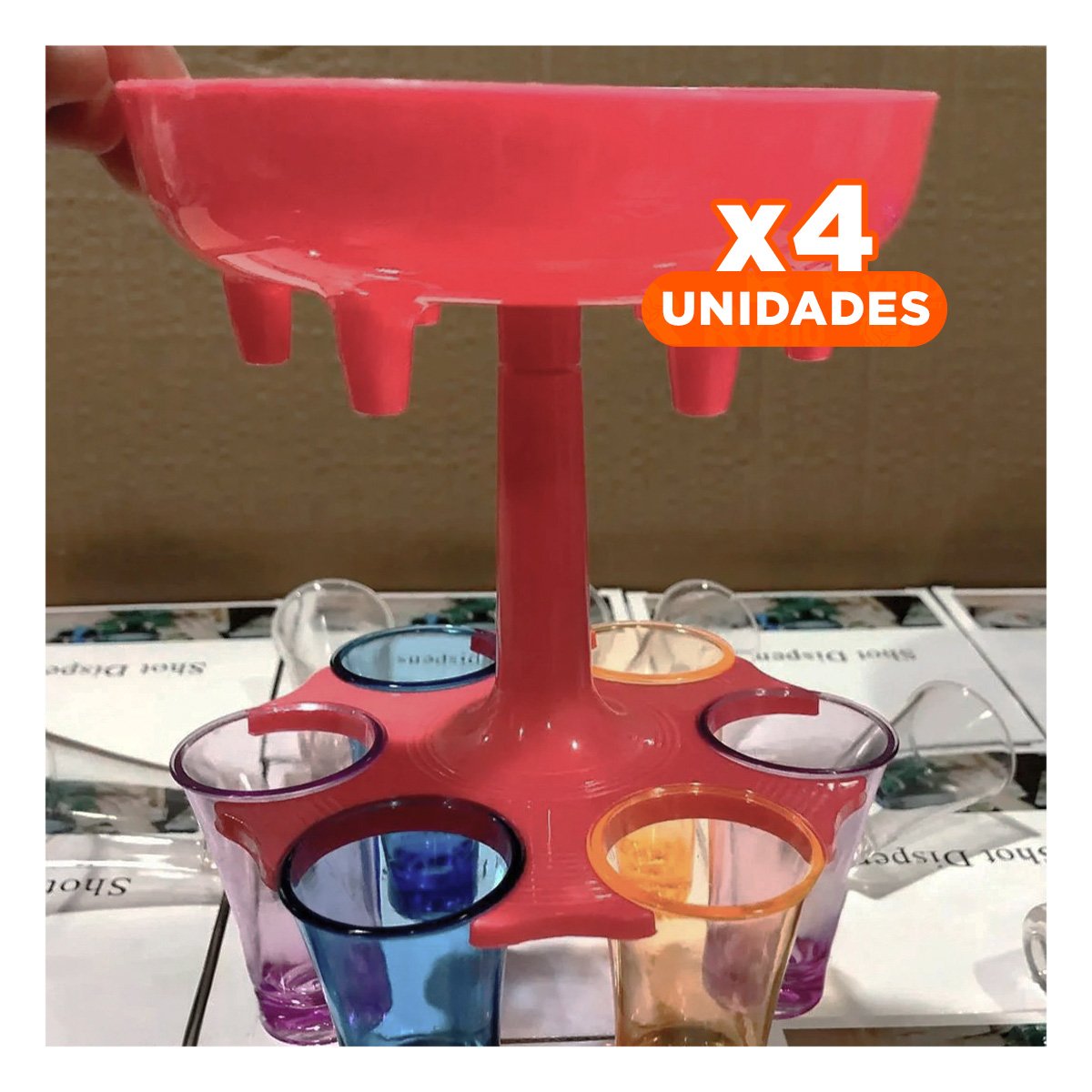 PACK4 CENTRO DE SERVICIO DE COPAS SHOT ROSADAS PARA ENCUENTROS SOCIALES - 1