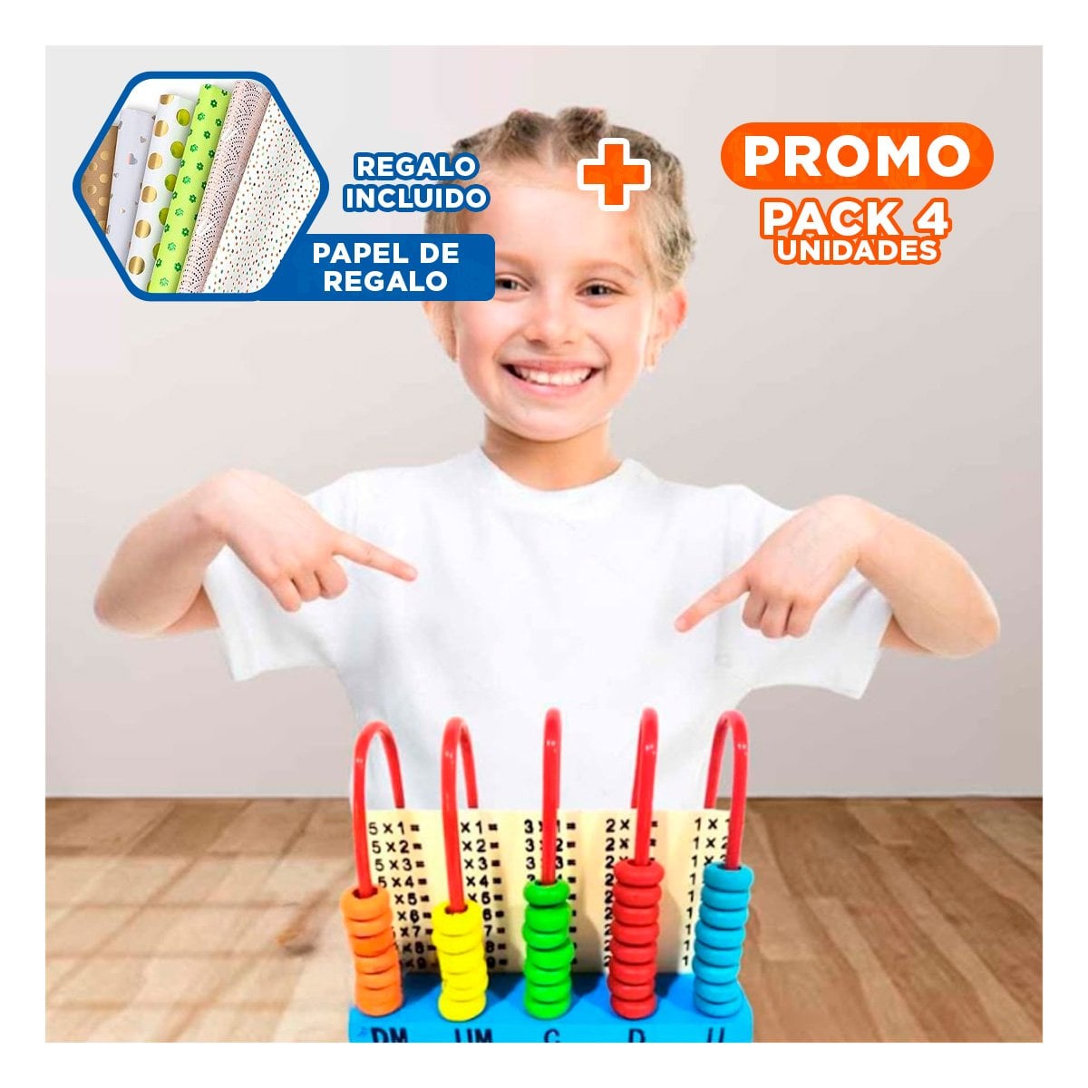 PACK4 CONTADOR CREATIVO VERTICAL DE MADERA EDUCATIVO YPAPEL REGALO - 1