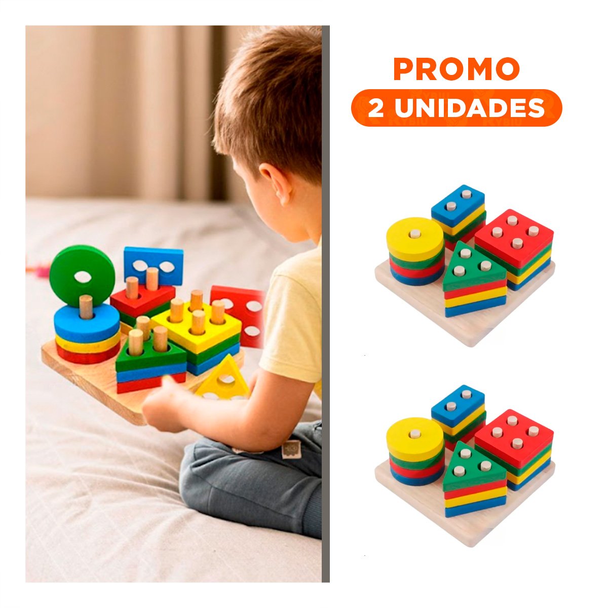 PACK2 JUGUETE DE ENCAJE CREATIVO DE 4 FIGURAS MULTICOLOR EDUCATIVO - 1