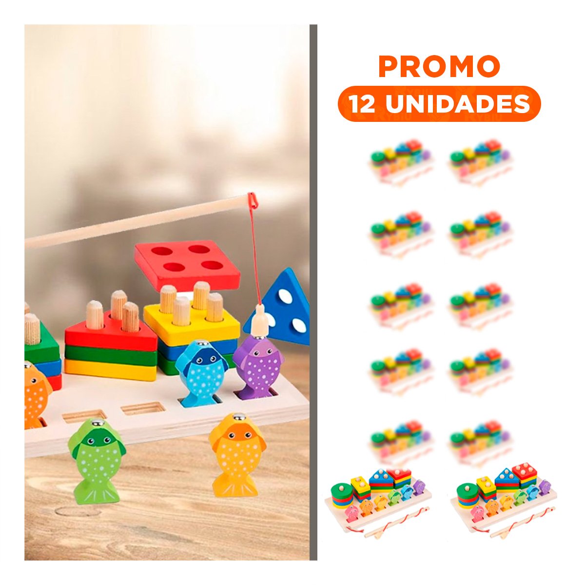 PACK12 JUEGO GEOMETRICO Y PECES EDUCATIVO COLORIDO YREGALO STICKER - 1