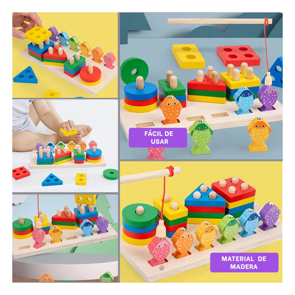 PACK2 KIT GEOMETRICO Y PECES DIDACTICO INTERACTIVO YPAPEL REGALO - 3