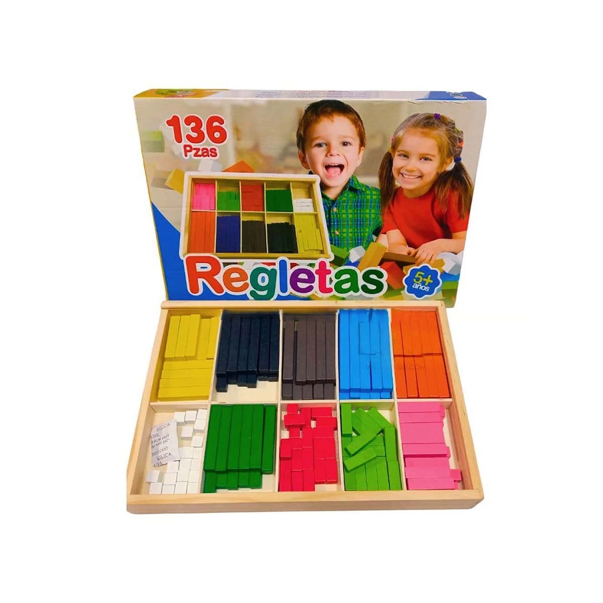 PACK6 PIEZAS MULTICOLOR DE REGLETAS CON 74 PIEZAS DIDACTICAS YREGALO STICKER - 2