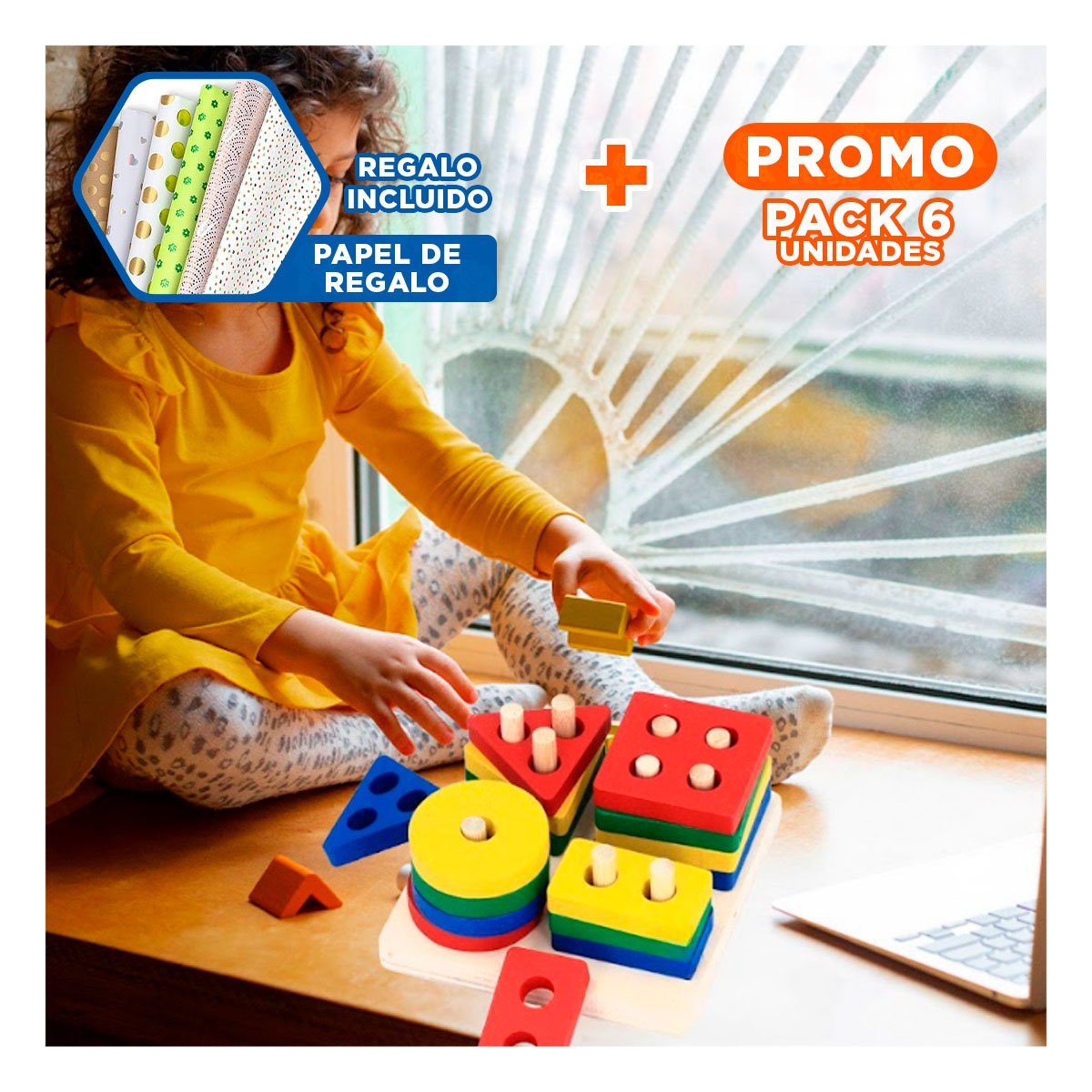 PACK6 PLANTADO EDUCATIVO DE 4 FIGURAS MULTICOLOR DIVERTIDO YPAPEL REGALO - 1