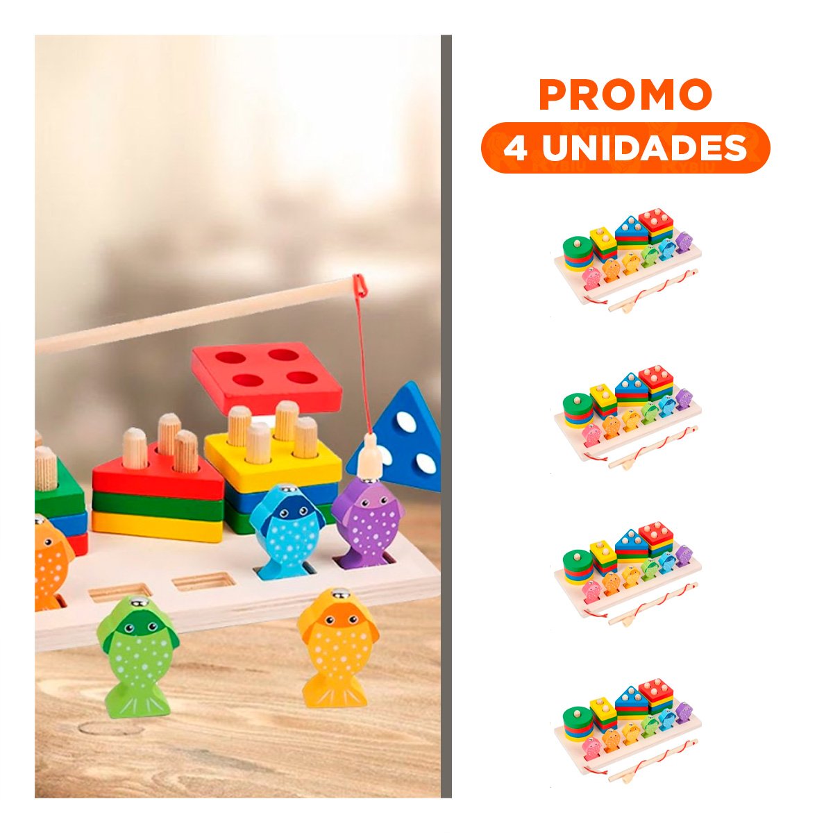 PACK4 MONTAJE GEOMETRICO Y PECES EDUCATIVO COLORIDO YREGALO STICKER - 1