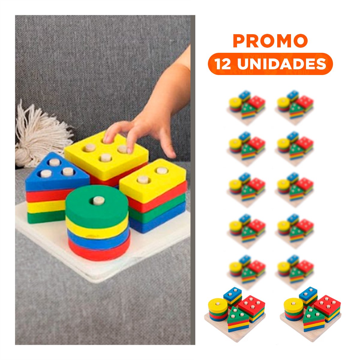 PACK12 CONJUNTO DE ENCAJE DE 4 FIGURAS MULTICOLOR INTERACTIVO Y CREATIVO YREGALO STICKER - 1