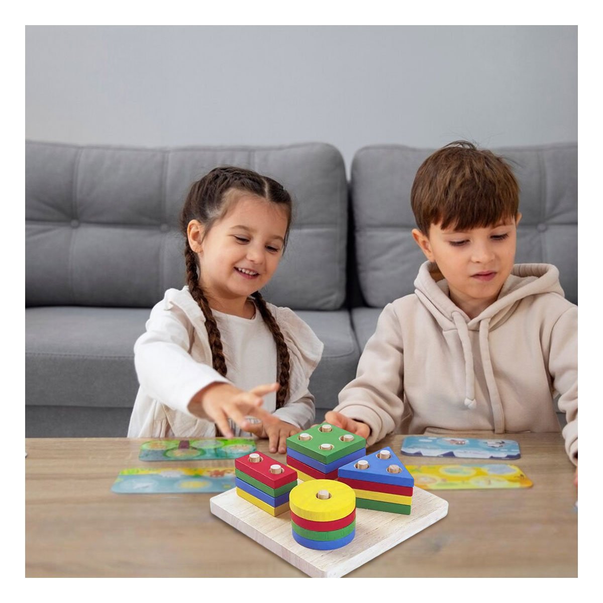 PACK12 CONJUNTO DE ENCAJE DE 4 FIGURAS MULTICOLOR INTERACTIVO Y CREATIVO YREGALO STICKER - 5