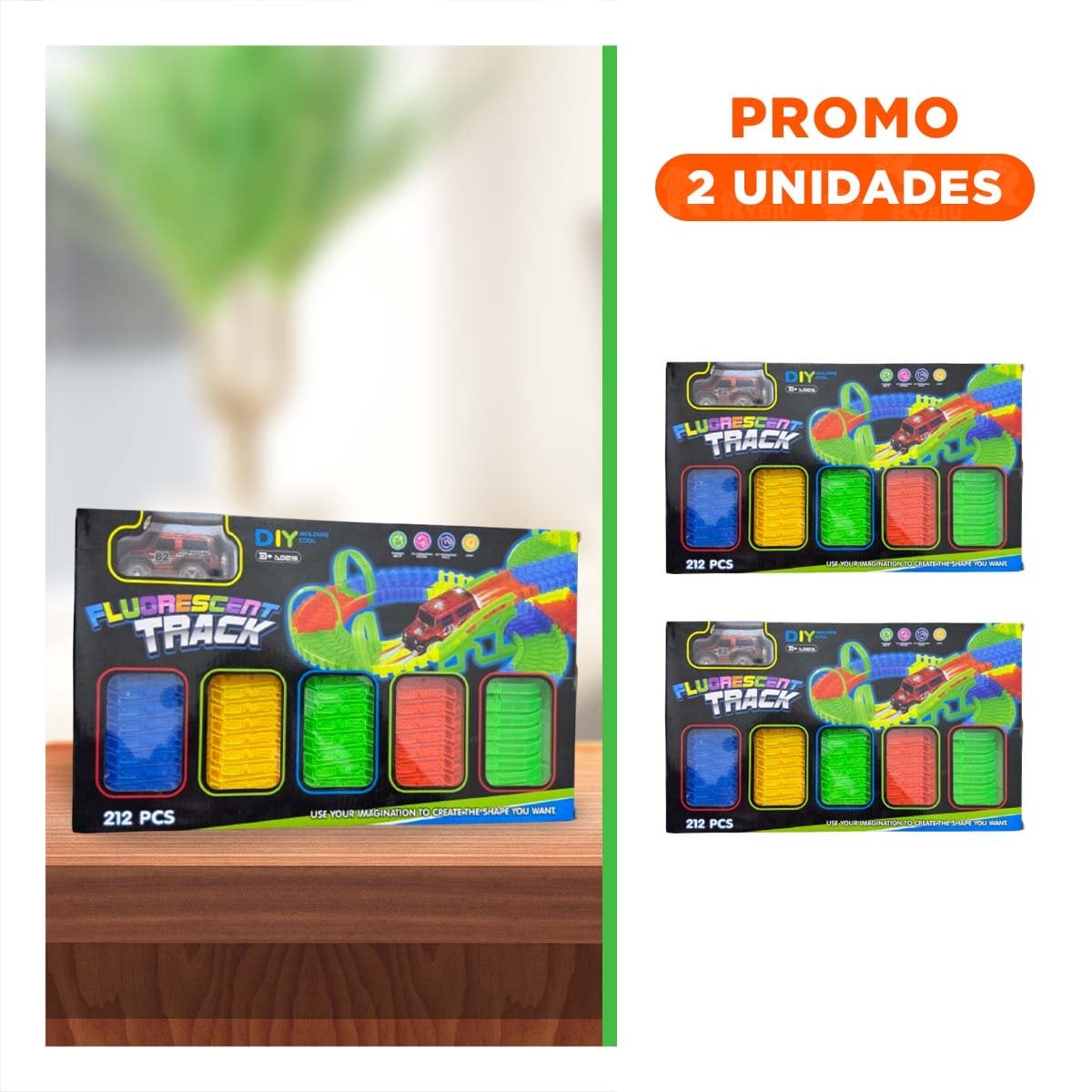 PACK2 SET INTERACTIVO CON MINI CARRO Y PIEZAS PARA DIVERSION CONTINUA - 1
