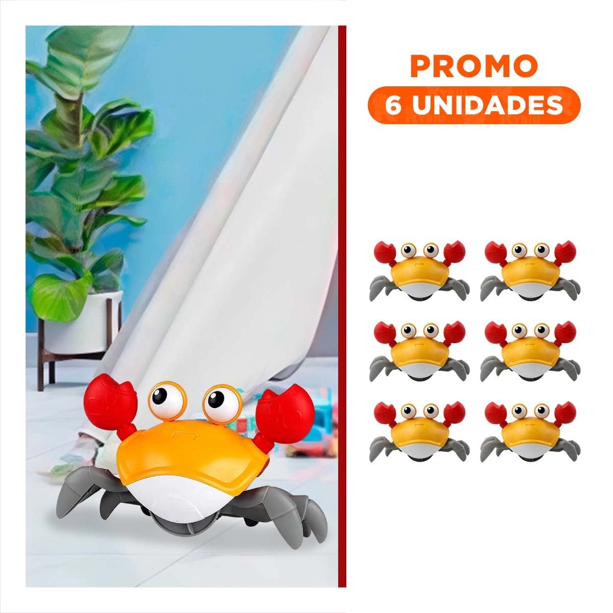 PACK6 ACCESORIO CLASICO A CUERDA AMARILLO CON FORMA CANGREJO CASA - 1