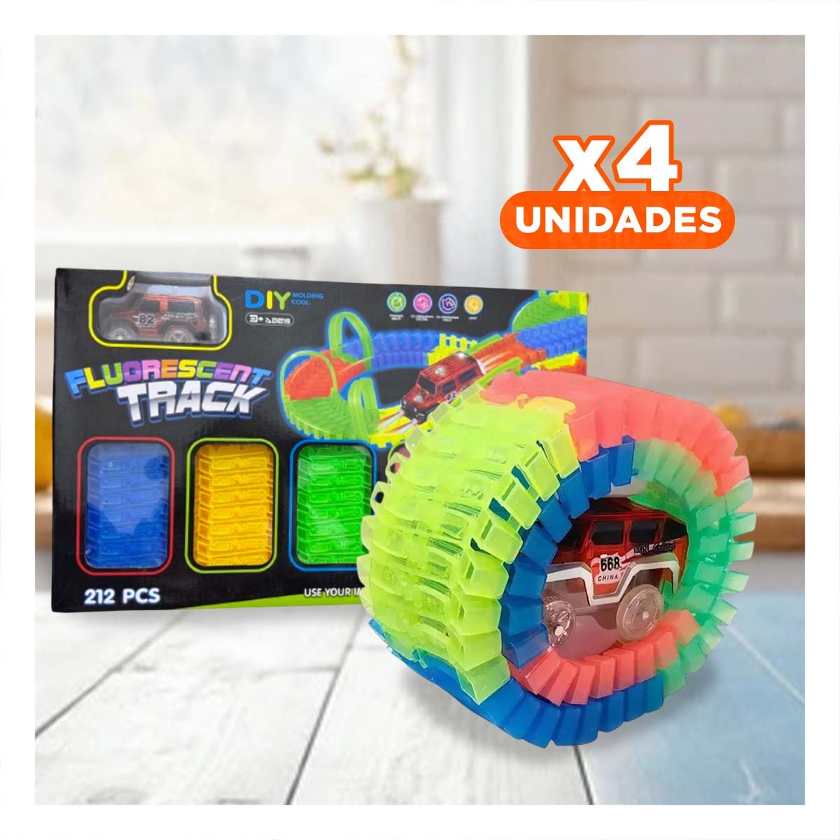 PACK4 PAQUETE INTERACTIVO CON MINI CARRO Y PIEZAS PARA JUEGO DINAMICO - 1