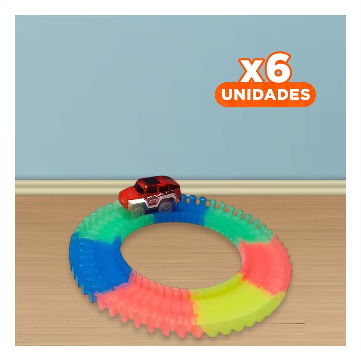 PACK6 RECORRIDO CREATIVO CON MINI CARRO Y PIEZAS PARA ACTIVIDAD EN HOGAR YREGALO STICKER - 1