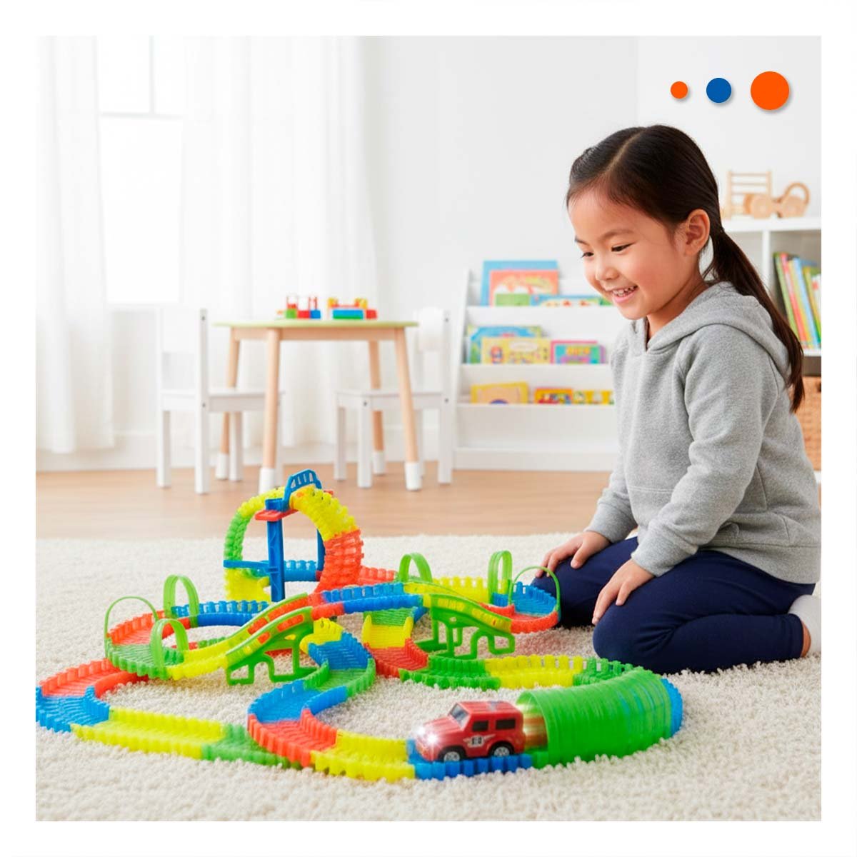 SET DE CARRERAS CON MINI CARRO Y PIEZAS PARA JUEGO DINAMICO EN CASA - 2