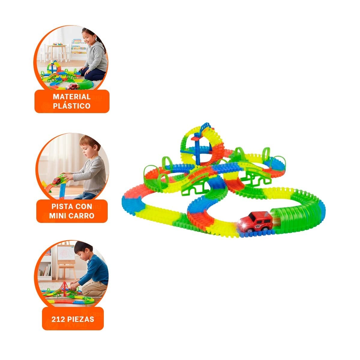 SET DE CARRERAS CON MINI CARRO Y PIEZAS PARA JUEGO DINAMICO EN CASA - 3
