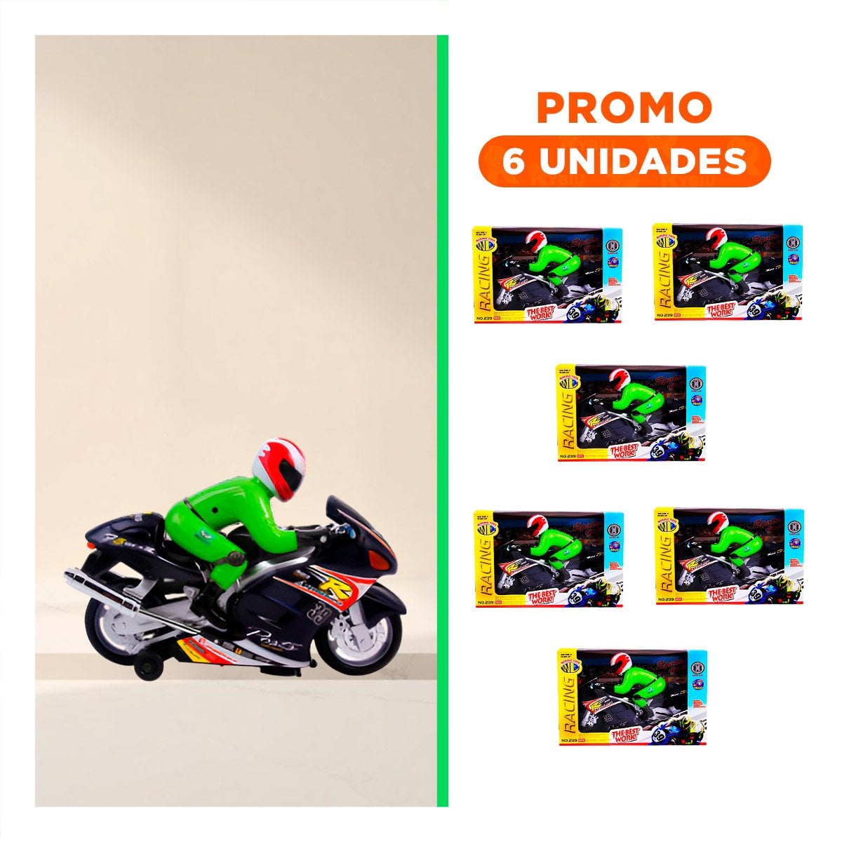 PACK6 TRANSPORTE DE CARRERA CON PILOTO NEGRO PARA JUEGO INFANTIL DE VELOCIDAD - 1