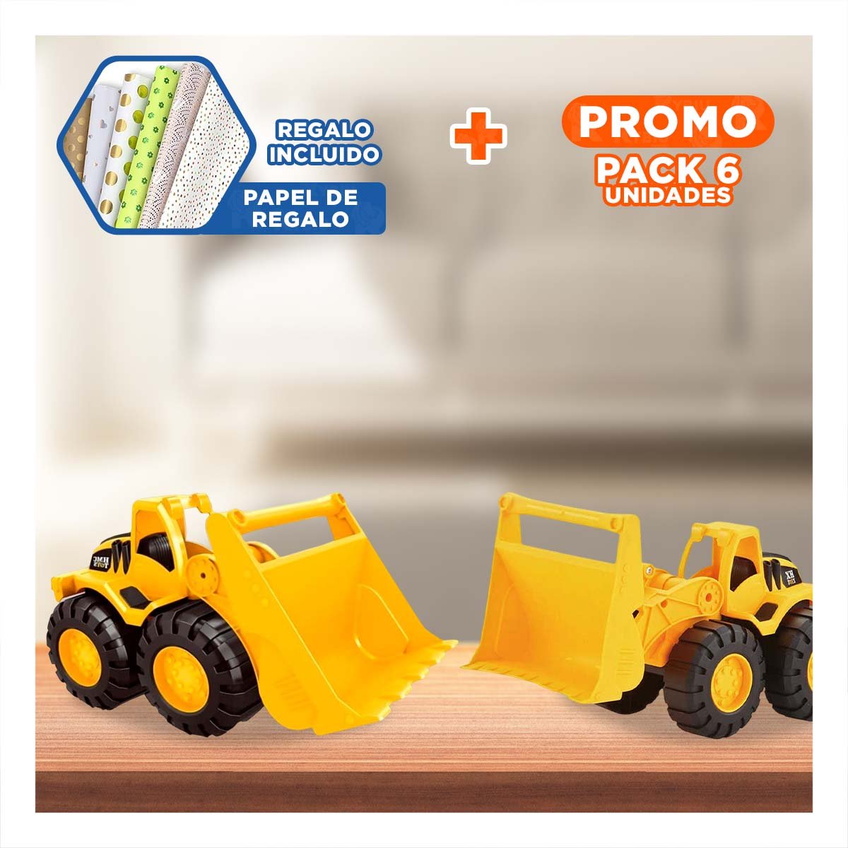 PACK6 EQUIPO DE OBRA BRAZO DELANTERO 19,5X32CM AMARILLO RESISTENTE YPAPEL REGALO - 1