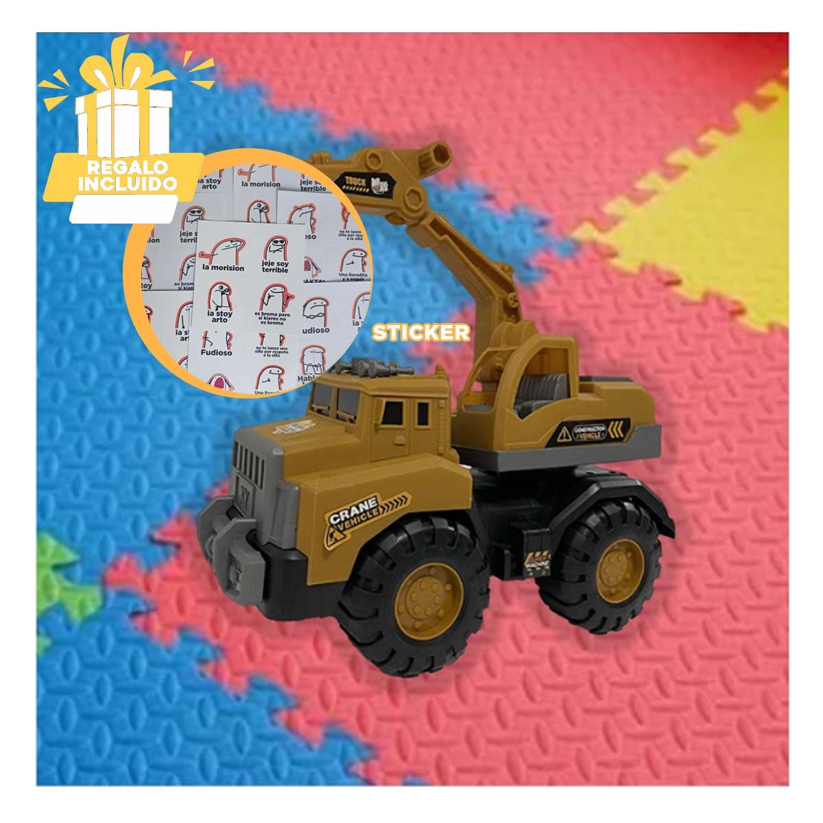 EQUIPO AMARILLO PARA JUEGO DE OBRA 23X35CM BRAZO POSTERIOR YREGALO STICKER - 1