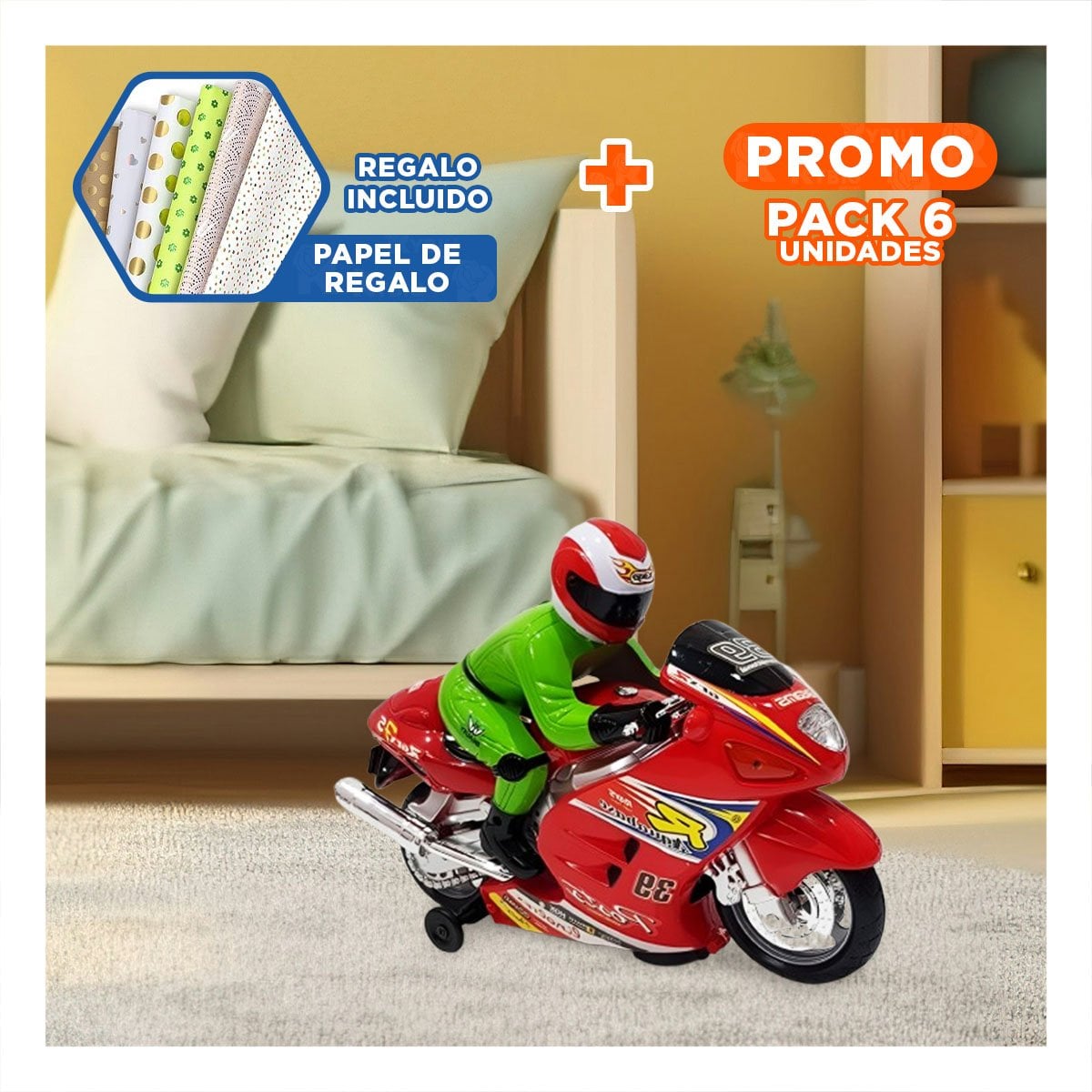 PACK6 APARATO DEPORTIVO CON PILOTO ROJO PARA FANTASIA DE VELOCIDAD CREATIVA YPAPEL REGALO - 1