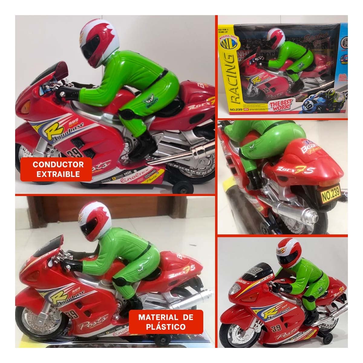 PACK6 APARATO DEPORTIVO CON PILOTO ROJO PARA FANTASIA DE VELOCIDAD CREATIVA YPAPEL REGALO - 3