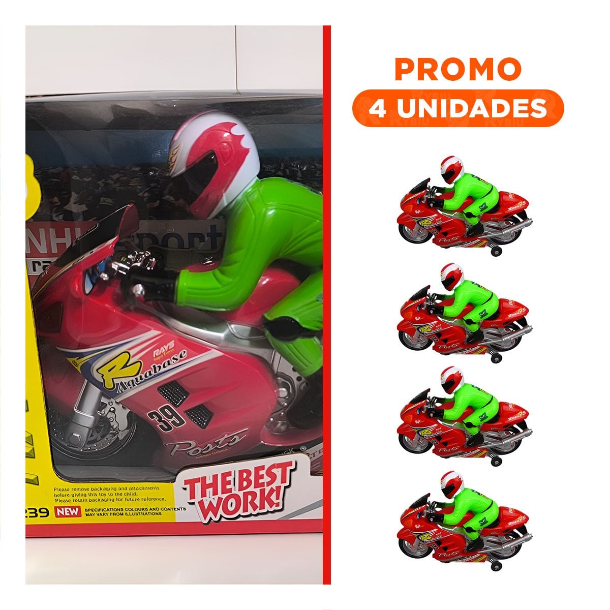PACK4 EQUIPO DE VELOCIDAD CON PILOTO ROJO PARA ESCENARIOS DE FANTASIA YREGALO STICKER - 1