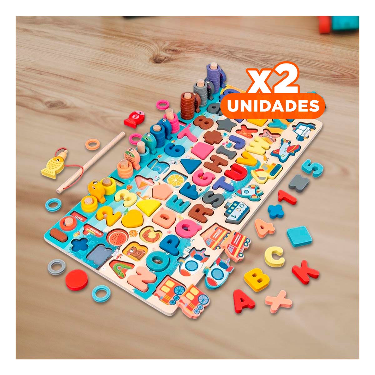 PACK2 MATERIAL EDUCATIVO DE PESCA CON PIEZAS MULTICOLOR PARA USO INFANTIL YREGALO STICKER - 1