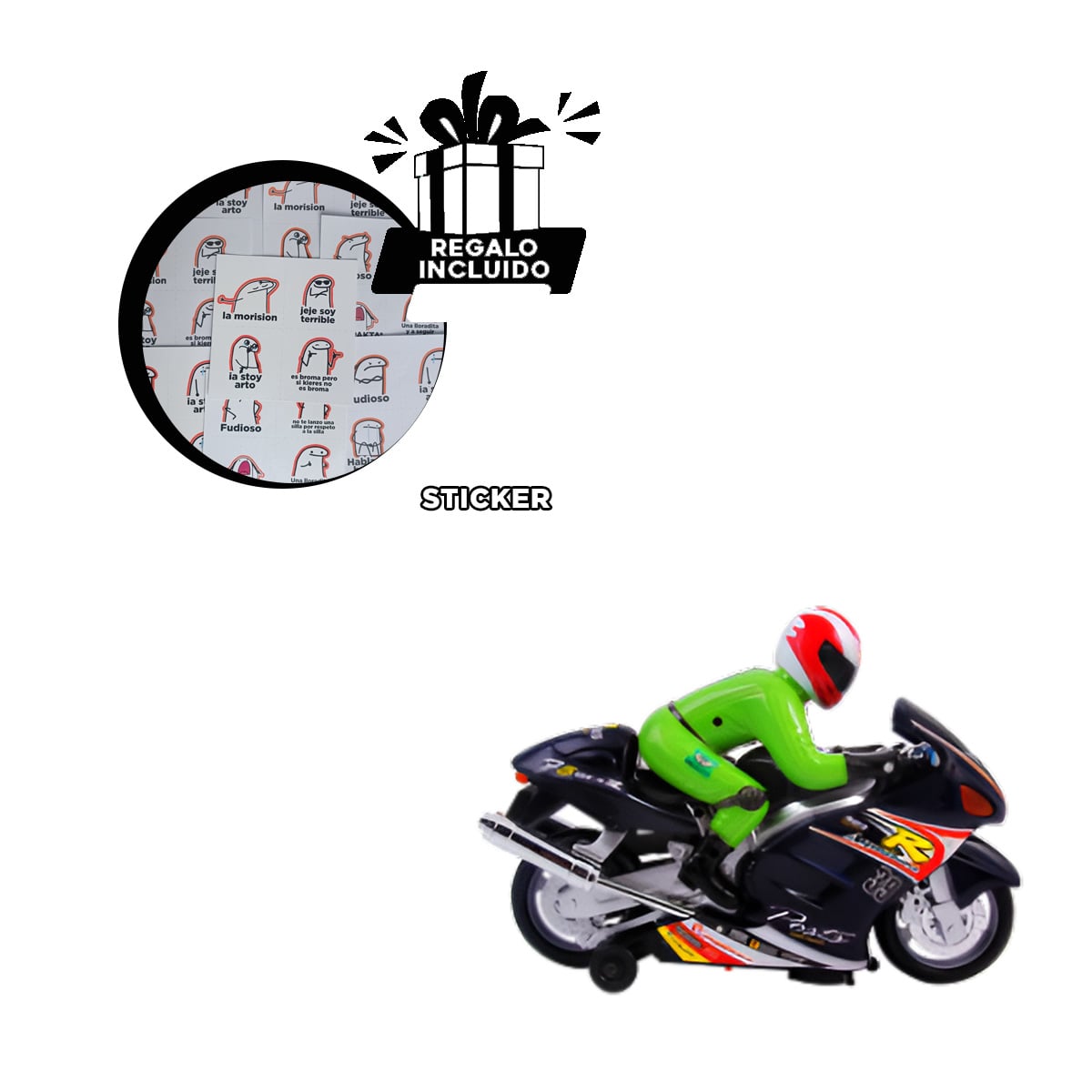 UNIDAD DEPORTIVA CON PILOTO NEGRO PARA FANTASIA Y ACCION EN CASA YREGALO STICKER - 1