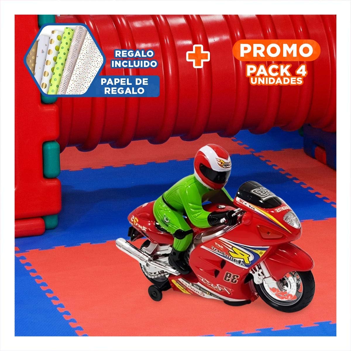 PACK4 EQUIPO INFANTIL CON PILOTO ROJO PARA JUEGO DINAMICO DE COMPETENCIA YPAPEL REGALO - 1