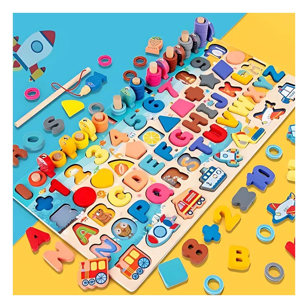 KIT DIDACTICO MULTICOLOR CON ACTIVIDADES DE PESCA Y TRANSPORTE YLIGAS REGALO - 1