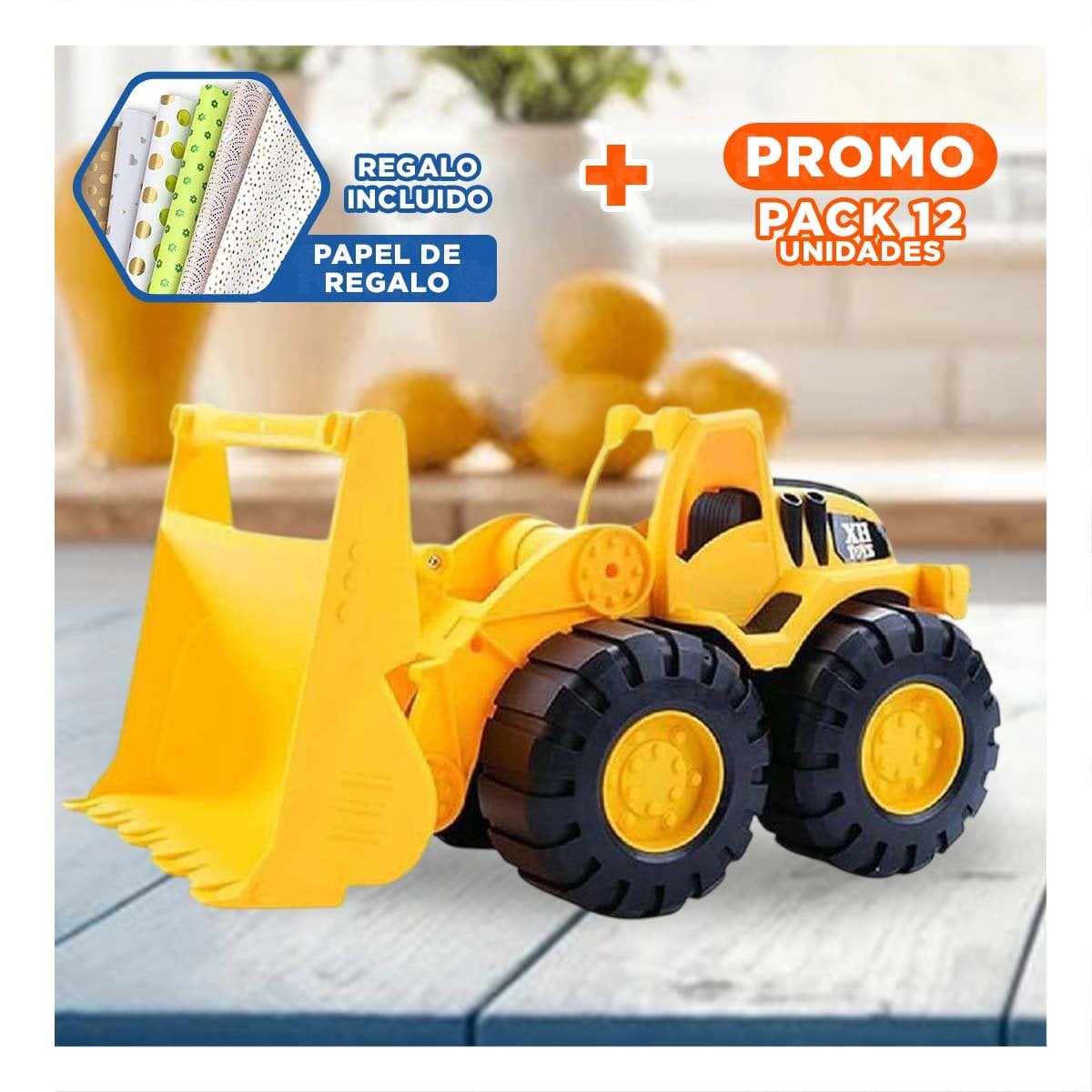 PACK12 CARGADOR AMARILLO BRAZO DELANTERO 19,5X32CM PARA JUEGO YPAPEL REGALO - 1