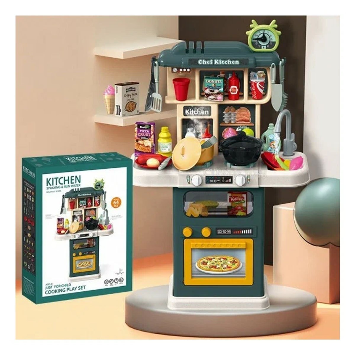 SET DE COCINA COMPLETO 64 PZS VERDE CON ROCIO DE AGUA YSTICKY - 2