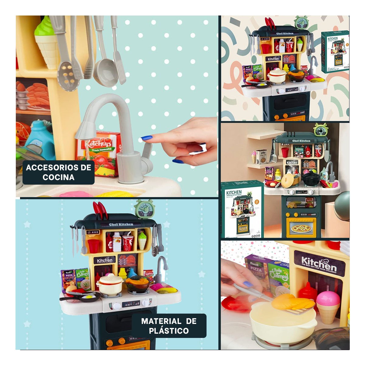 SET DE COCINA COMPLETO 64 PZS VERDE CON ROCIO DE AGUA YSTICKY - 5